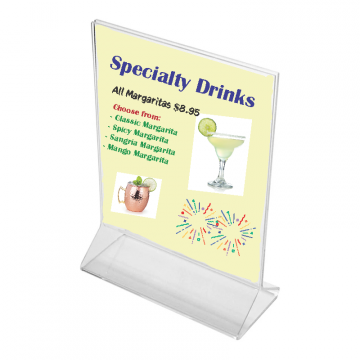 Clear Acrylic Table Tent Card Holder with Custom Insert